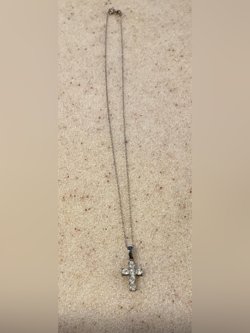 Silver Crystal Cross Pendant Necklace - White